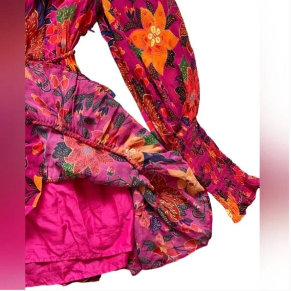 Farm Rio Tropical Tapestry Colorful Long Sleeve Mini Dress size M - Picture 4 of 9